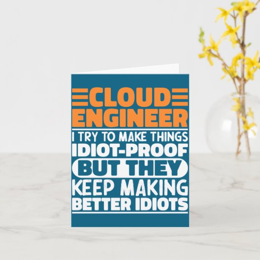 Cloud Engineer I Try To Make Things Funny Sayings  Kaart (Gele Bloem)