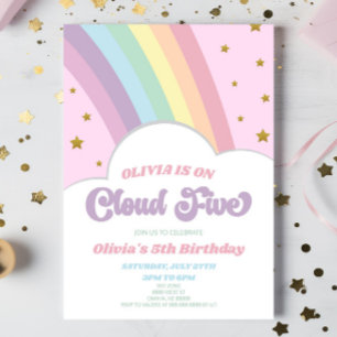 Cloud Five Regenboog en Sterren 5e Verjaardagsfees Kaart
