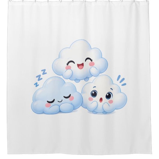 Cloud Friends Trio Douchegordijn (Voorkant)