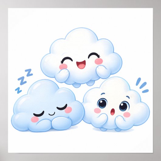 Cloud Friends Trio Poster (Voorkant)