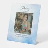 Cloud Funeral Viering van het Leven Teken Reclamebord Met Voetstuk (Voorkant)