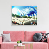 Cloud Gate (The Bean) | Chicago in Kleur Landschap Canvas Afdruk (Insitu (Woonkamer))