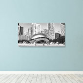 Cloud Gate The Bean Chicago Wit en Zwart Breed Canvas Afdruk (Insitu (Houten vloer))