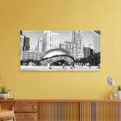 Cloud Gate The Bean Chicago Wit en Zwart Breed Canvas Afdruk (Insitu (Woonkamer))