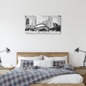 Cloud Gate The Bean Chicago Wit en Zwart Breed Canvas Afdruk (Insitu (Slaapkamer))