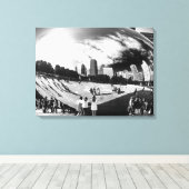 Cloud Gate The Bean Chicago Wit en Zwart Lndscp Canvas Afdruk (Insitu (Houten vloer))