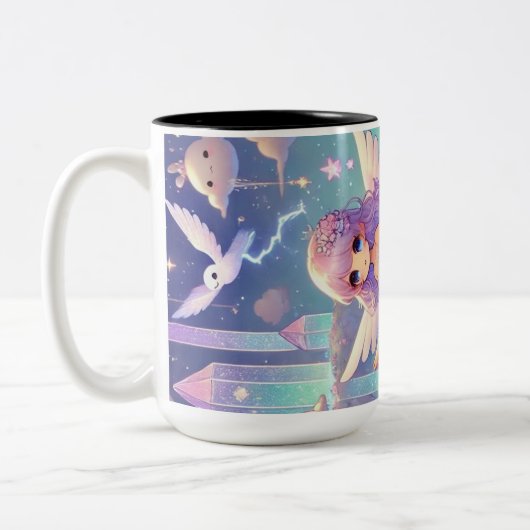 Cloud girl design tweekleurige koffiemok (Links)