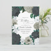 Cloud Gray, Charcoal Slate & Soft White Wedding Kaart (Staand voorkant)