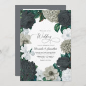 Cloud Gray, Charcoal Slate & Soft White Wedding Kaart (Voorkant / Achterkant)