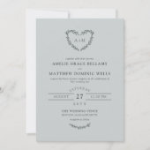 Cloud Gray Heart Wreath 2 in 1 Weddenschap Kaart (Voorkant)