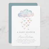 Cloud & Hearts Baby shower Kaart (Voorkant / Achterkant)