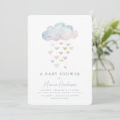 Cloud & Hearts Baby shower Kaart (Staand voorkant)