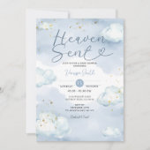 Cloud Heaven Sent Baby Shower Gold Glitter Kaart (Voorkant)