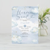 Cloud Heaven Sent Baby Shower Gold Glitter Kaart (Staand voorkant)