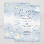 Cloud Heaven Sent Baby Shower Gold Glitter Kaart (Voorkant / Achterkant)