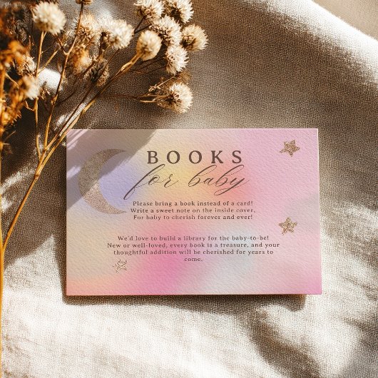 Cloud Holographic Heaven Books for Baby Shower Informatiekaartje