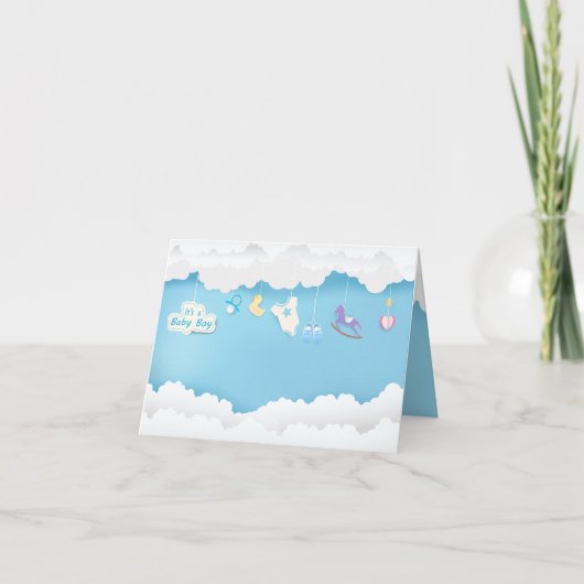 Cloud met speelgoed op sky baby boy shower card kaart (Voorkant)