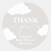 Cloud Minimalistisch Baby shower Classic Ronde Sti Ronde Sticker (Voorkant)