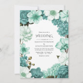 Cloud Mint, Frosted Teal & Seaglass Ivory Bruiloft Kaart (Voorkant)