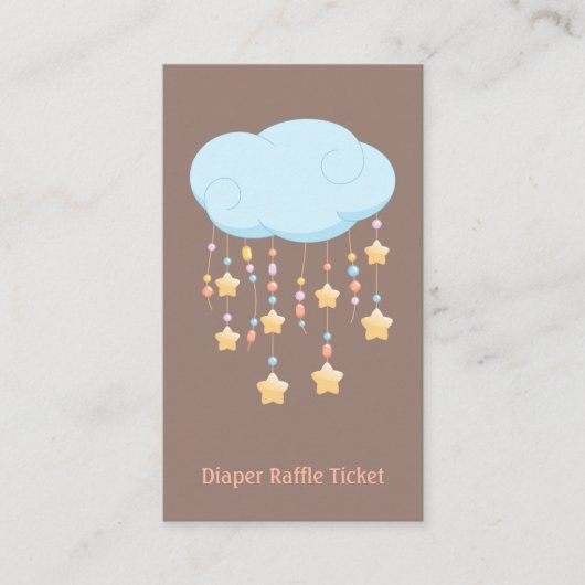 Cloud Mobile Baby shower Diaper Raffle Ticket Informatiekaartje (Voorkant)