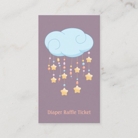 Cloud Mobile Baby shower Diaper Raffle Ticket Informatiekaartje (Voorkant)
