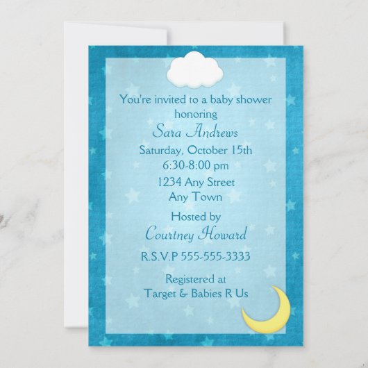 Cloud Mobile Baby shower Invitation Kaart (Achterkant)