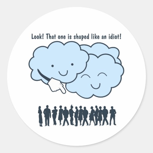 Cloud Mocks Human Shapes Funny Cartoon Ronde Sticker (Voorkant)