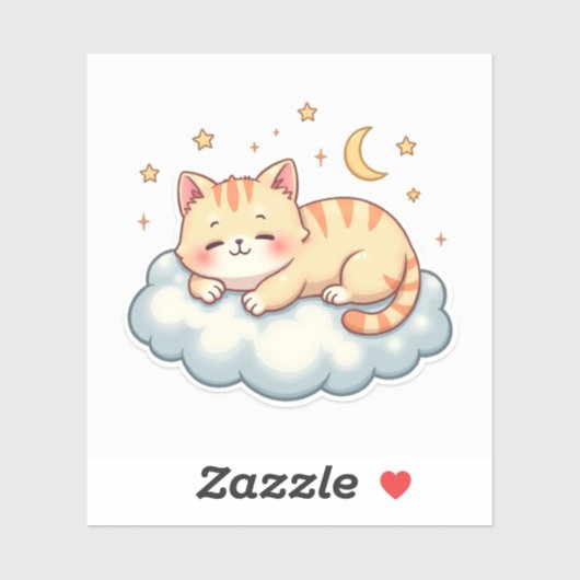 Cloud Nap Kitty – Kawaii Luie Kat Sticker (Vel)