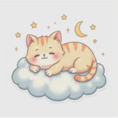 Cloud Nap Kitty – Kawaii Luie Kat Sticker (Voorkant)