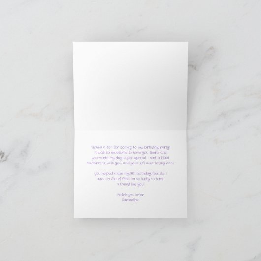 Cloud Negen 9e Verjaardag - Pastel SK Bedankkaart (Binnen)