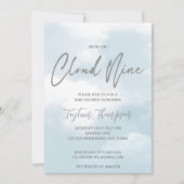 Cloud negen baby shower grijs stoffig blauw kaart (Voorkant)