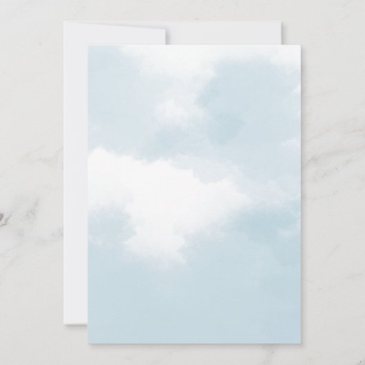 Cloud negen baby shower grijs stoffig blauw kaart (Achterkant)