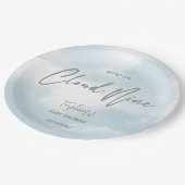 Cloud negen baby shower grijs stoffig blauw papieren bordje (Gekanteld)