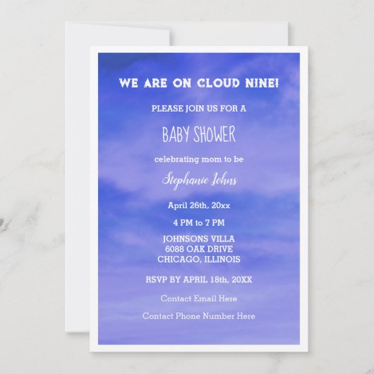 Cloud negen Baby shower jongens meisjes blauw Abst Kaart (Voorkant)