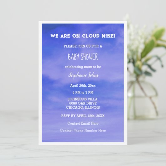 Cloud negen Baby shower jongens meisjes blauw Abst Kaart (Staand voorkant)