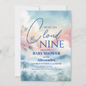 Cloud negen blauw baby boy baby shower kaart (Voorkant)