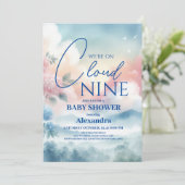 Cloud negen blauw baby boy baby shower kaart (Staand voorkant)