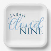 Cloud negen eenvoudige moderne script vrijgezellen papieren bordje (Voorkant)