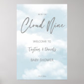 Cloud negen pastel grijs baby shower welkomstbord poster (Voorkant)