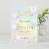 Cloud negen pastel regenboog wolken verjaardag kaart (Staand voorkant)