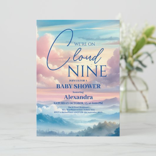 Cloud negen regenboog glitter baby shower kaart (Staand voorkant)