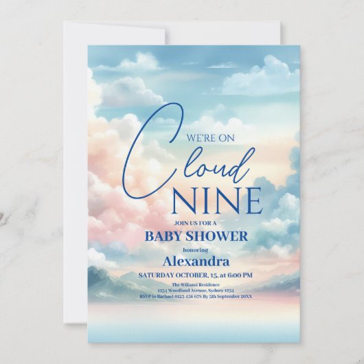 Cloud negen regenboog glitter baby shower kaart (Voorkant)