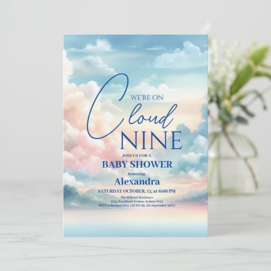 Cloud negen regenboog glitter baby shower kaart (Staand voorkant)