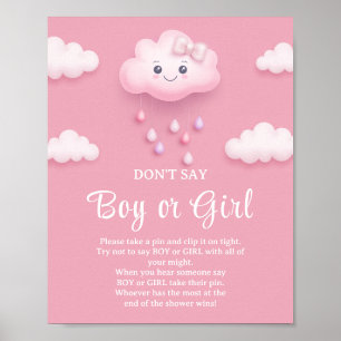 Cloud negen roze hemel Don't Say BOY of GIRL spel Poster