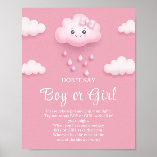 Cloud negen roze hemel Don't Say BOY of GIRL spel Poster (Voorkant)