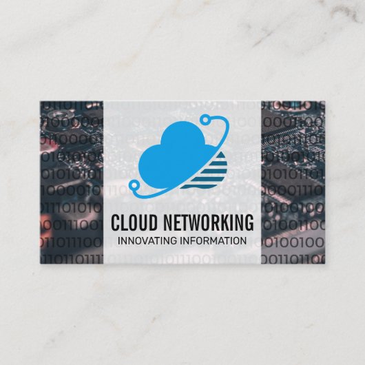 Cloud Netwerk Logo | Binaire Code | Hardware Visitekaartje (Voorkant)