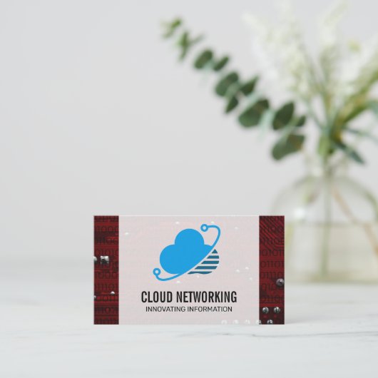 Cloud Network Logo | Binaire code | Moederbord Visitekaartje (Staand voorkant)