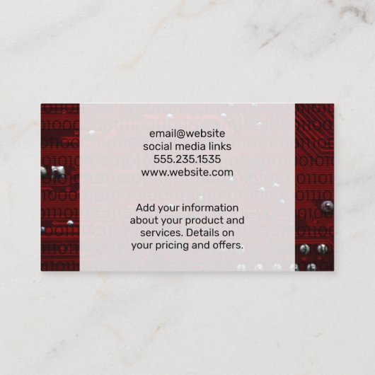 Cloud Network Logo | Binaire code | Moederbord Visitekaartje (Achterkant)