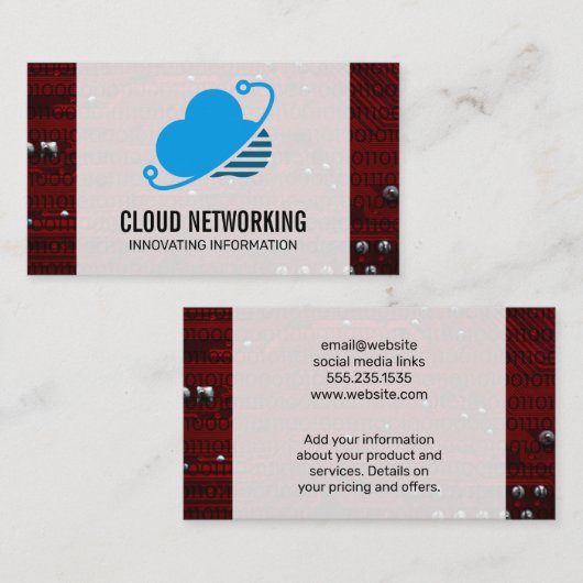 Cloud Network Logo | Binaire code | Moederbord Visitekaartje (Voorkant / Achterkant)