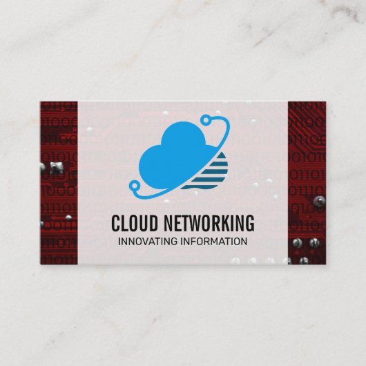 Cloud Network Logo | Binaire code | Moederbord Visitekaartje (Voorkant)